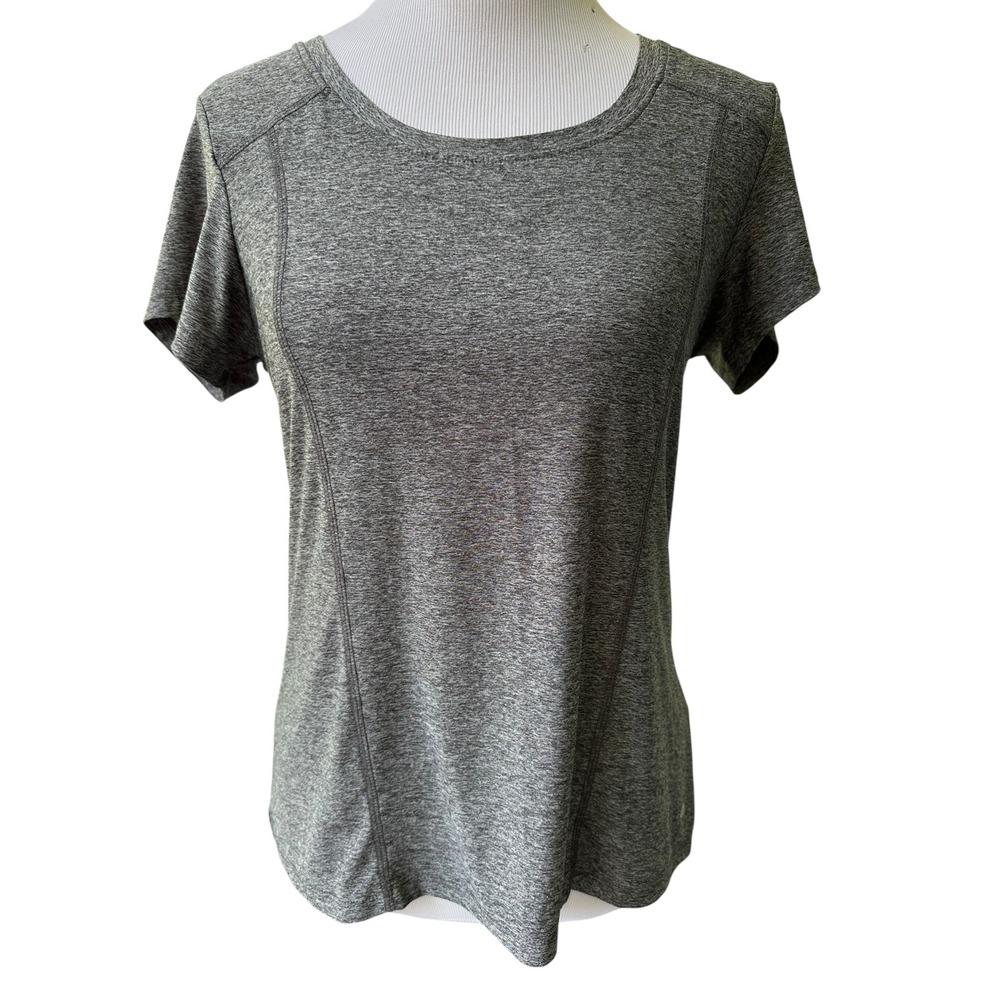 Marika Activewear T-Shirt Womens‎ Gray Heathered Short Sleeve Athletic Top